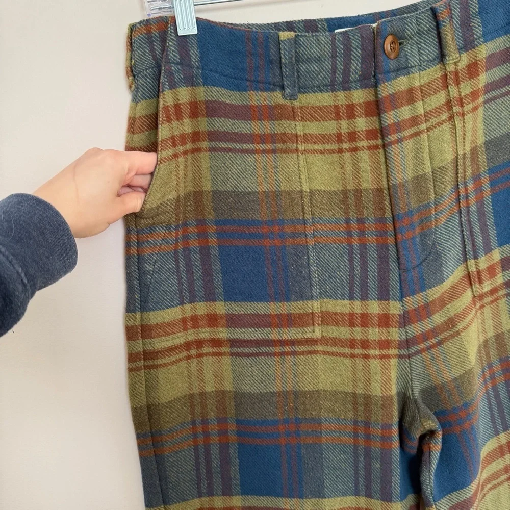 NWT The Great Ranger Pants Sequoia Plaid Flannel Cropped Size 29 100% Cotton
